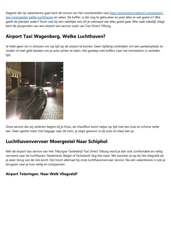 Bellen Naar Airport Taxi Nieuwkuijk