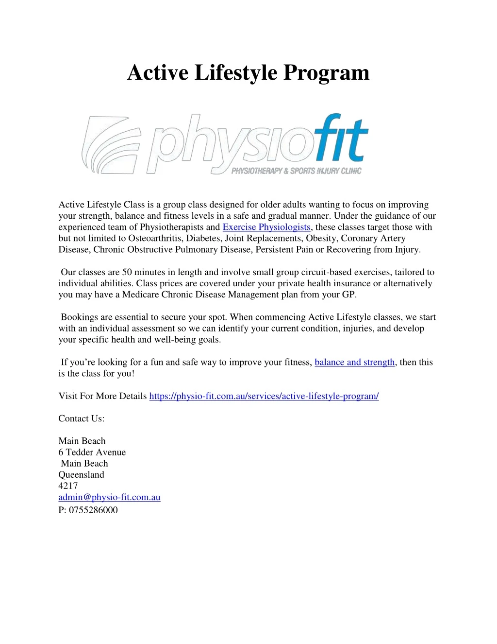active lifestyle program