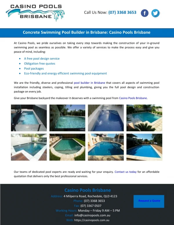 Concrete Swimming Pool Builder in Brisbane: Casino Pools Brisbane