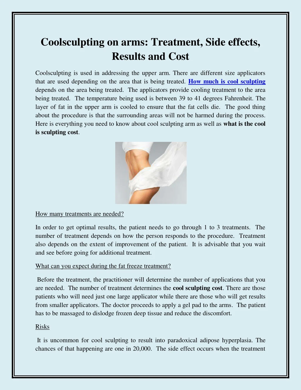 coolsculpting on arms treatment side effects