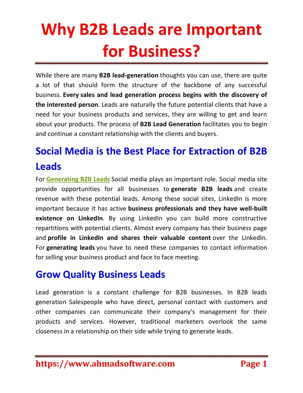 why b2b leads are important for business