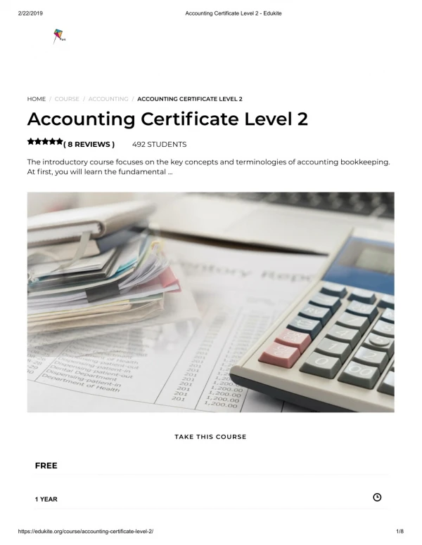 Accounting Certificate Level 2 - Edukite