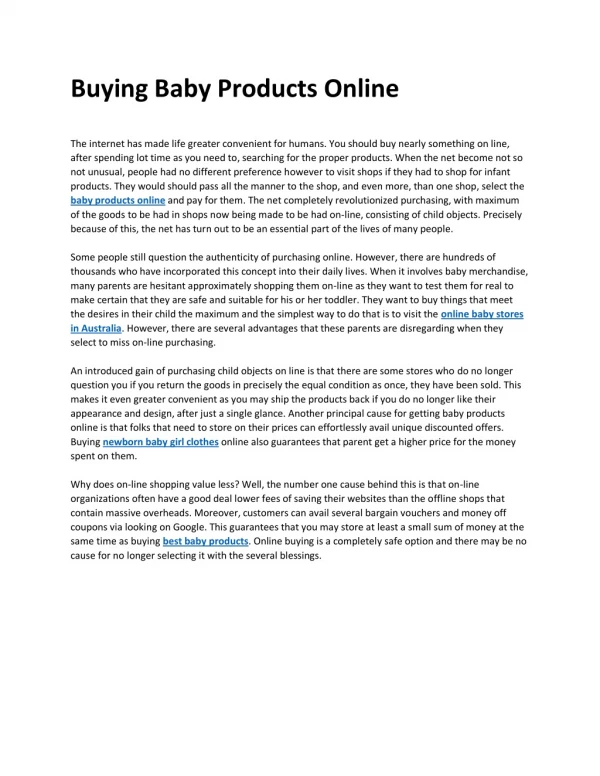 Buying Baby Products Online