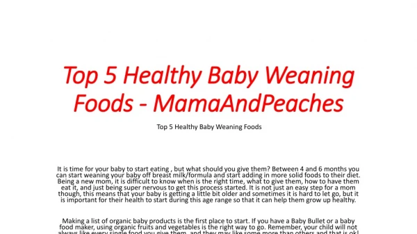 Top 5 Healthy Baby Weaning Foods - MamaAndPeaches