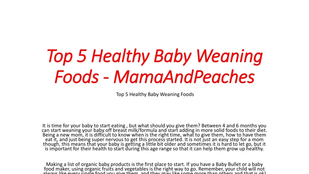 top 5 healthy baby weaning foods mamaandpeaches