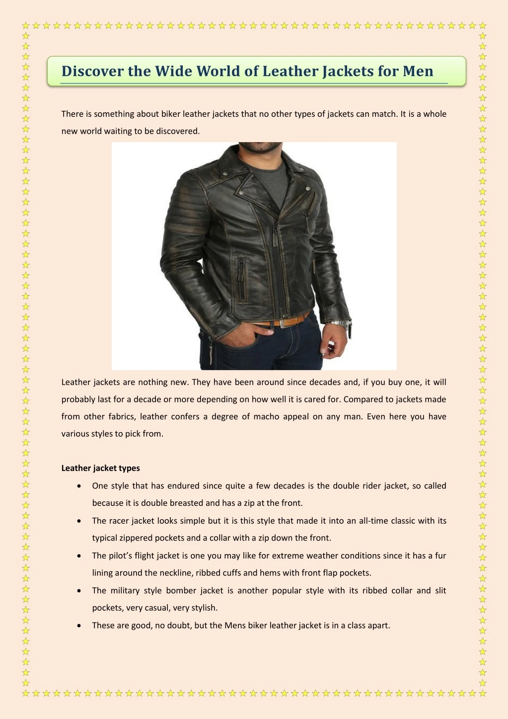discover the wide world of leather jackets for men