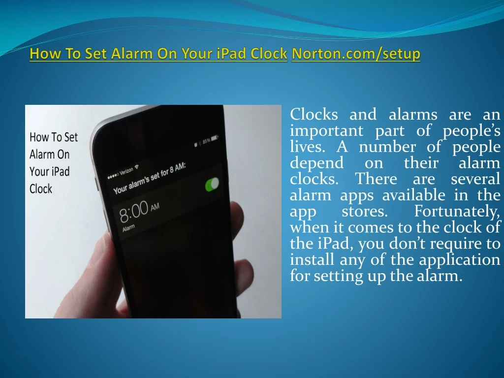 how to set alarm on your ipad clock norton com setup