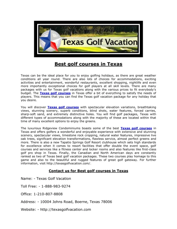 Texas golf courses