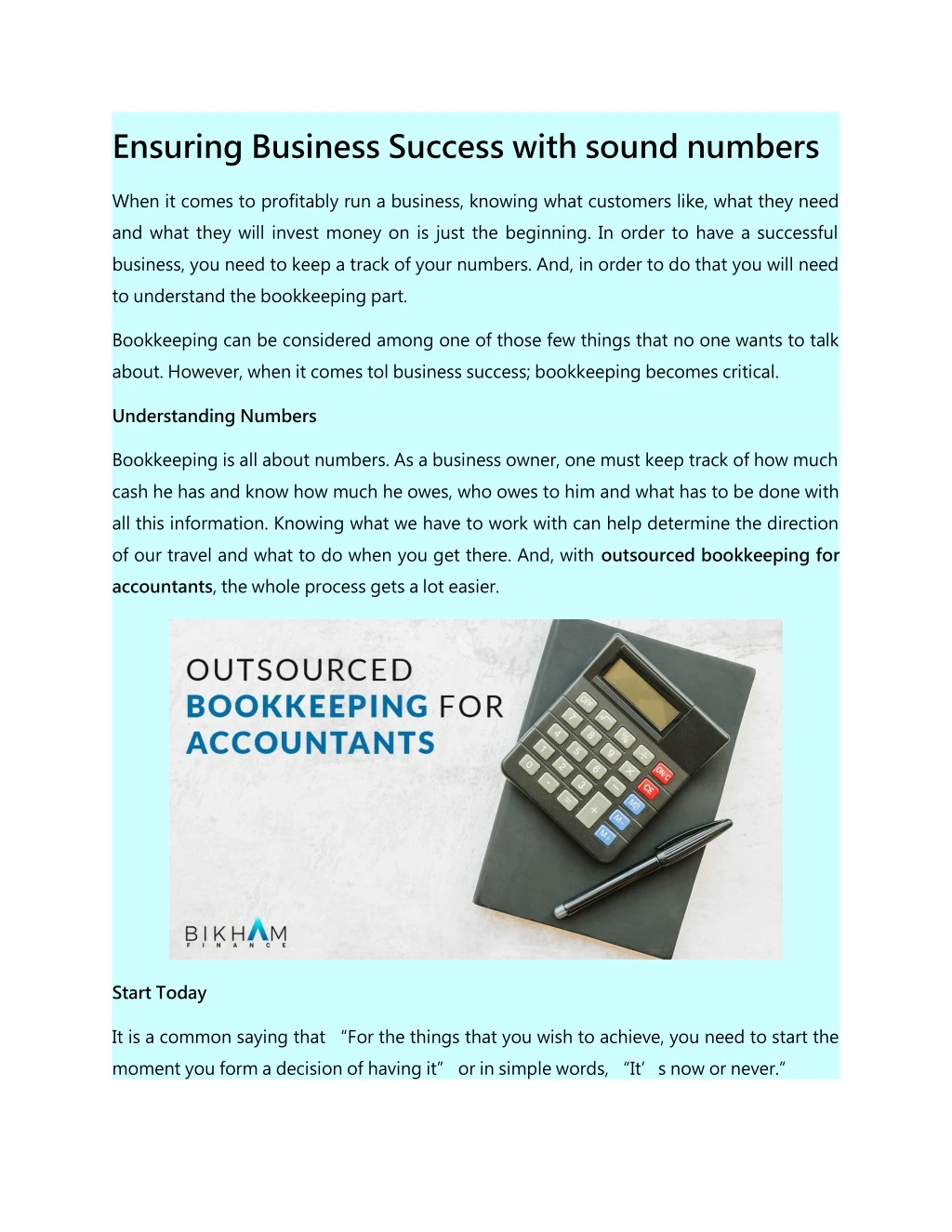 ensuring business success with sound numbers