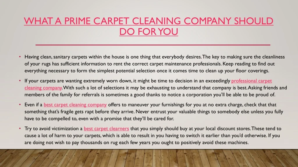 what a prime carpet cleaning company should do for you