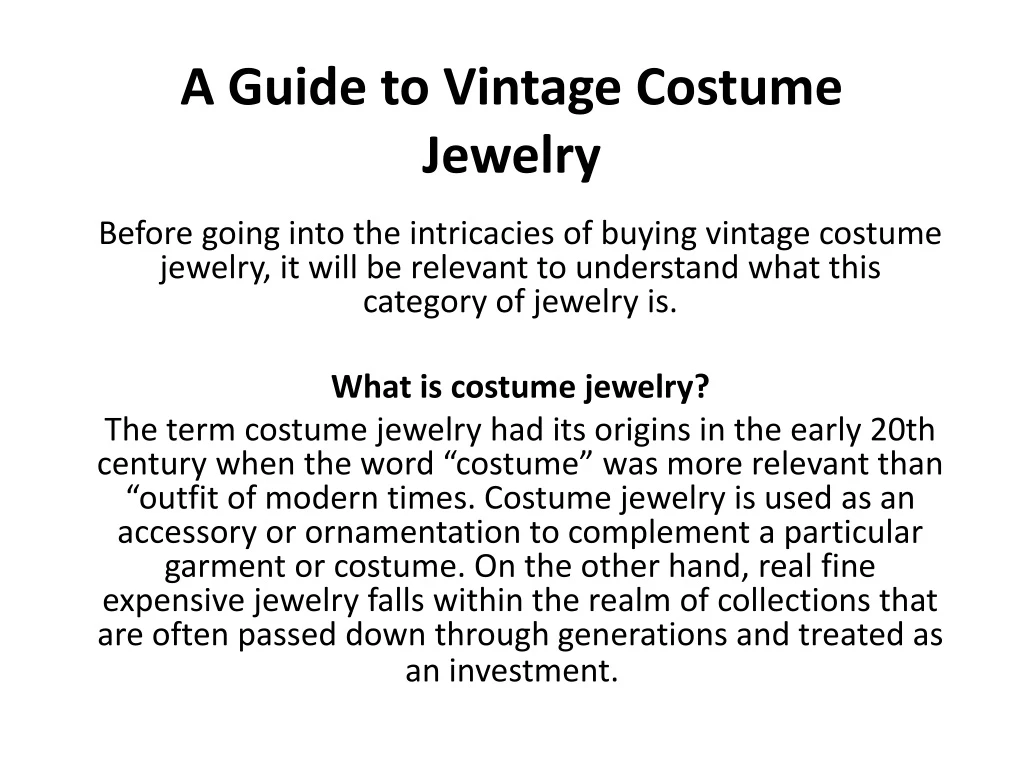a guide to vintage costume jewelry