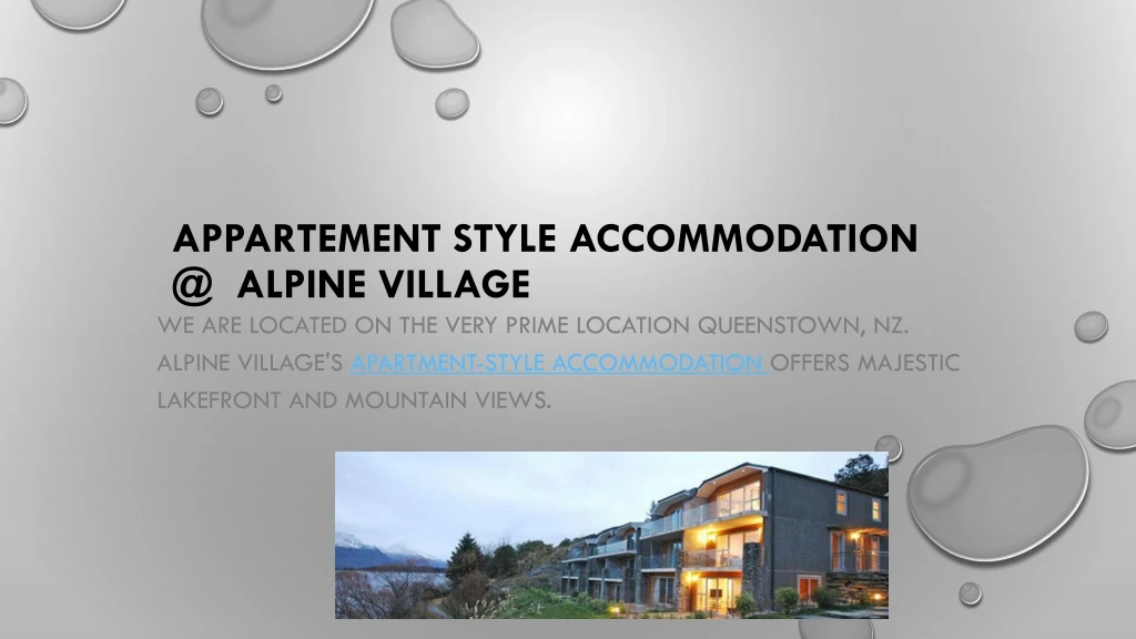 appartement style accommodation @ alpine village