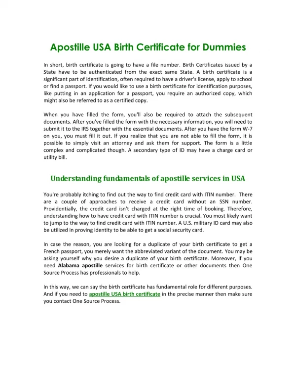 Apostille USA Birth Certificate for Dummies