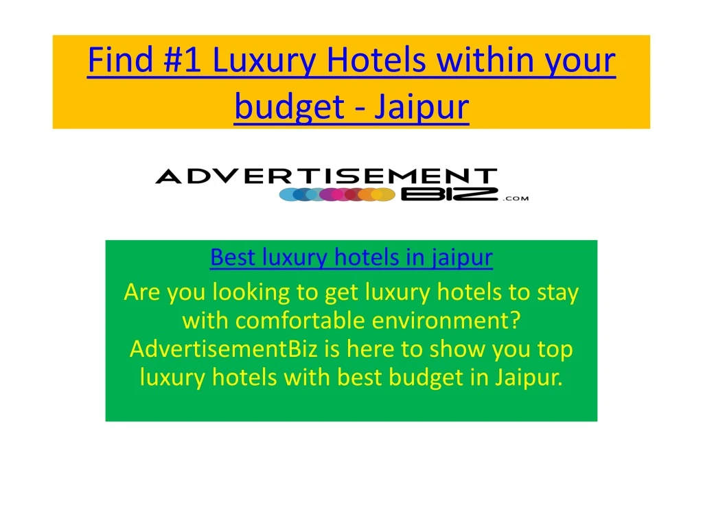 find 1 luxury hotels within your budget jaipur