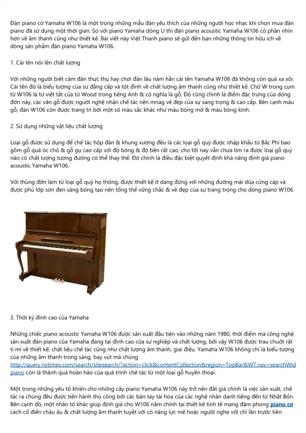 Vì sao đàn piano secondhand yamaha w106 được khá nhiều người chọn lựa