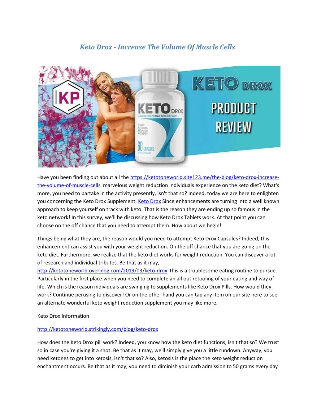 keto drox increase the volume of muscle cells