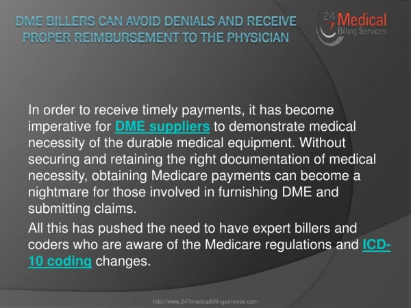DME Billers Can Avoid Denials And Receive Proper Reimbursement To The Physician