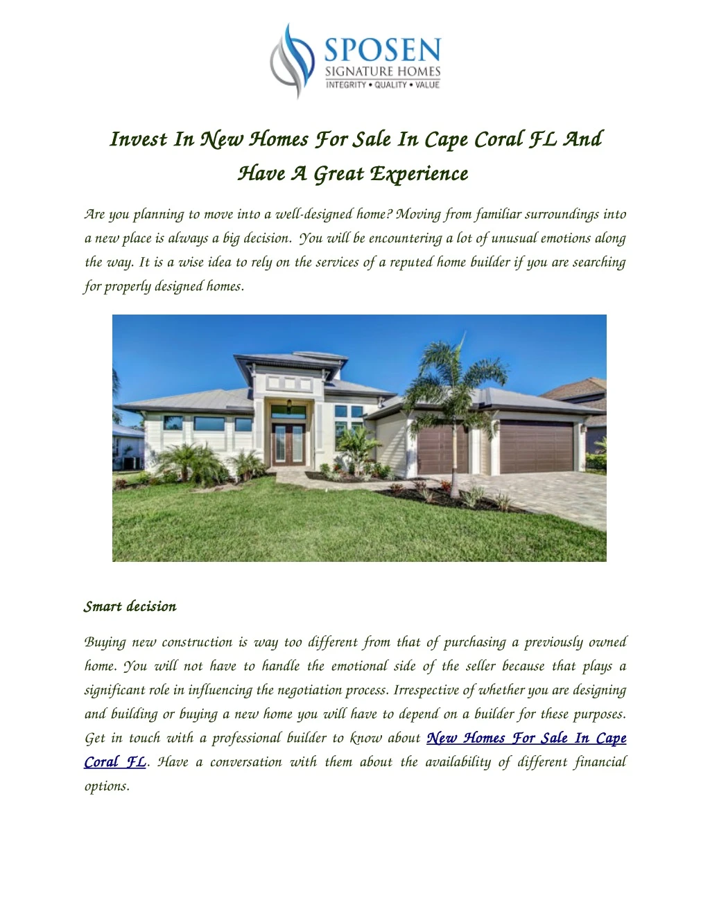 invest in new homes for sale in cape coral
