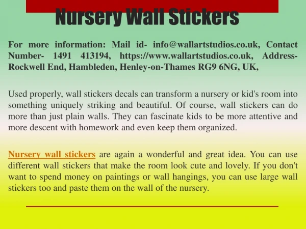 Nursery wall stickers