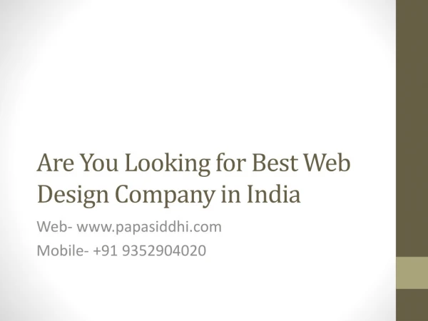 Are You Looking for Best Web Design Company in India
