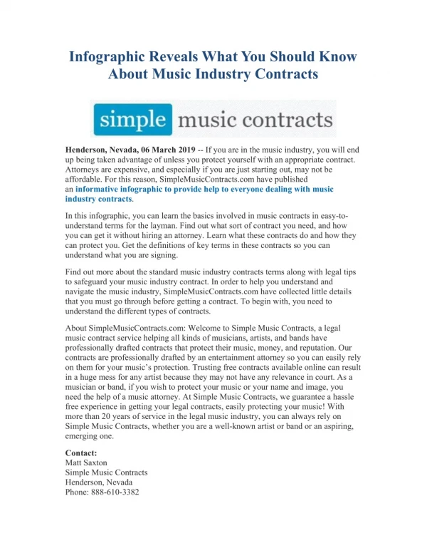 Infographic Reveals What You Should Know About Music Industry Contracts