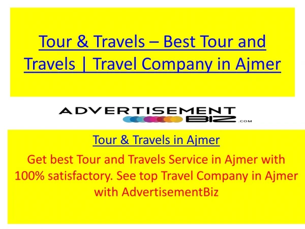 Tour & Travels in ajmer