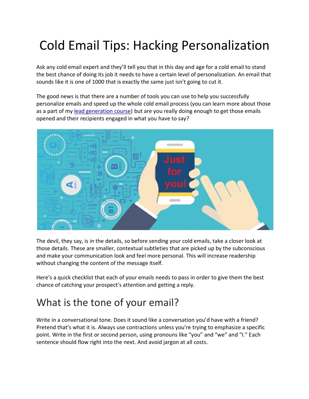 cold email tips hacking personalization