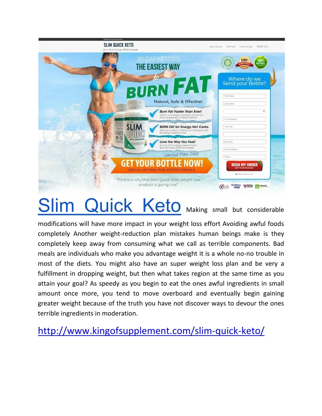 slim quick keto making small but considerable