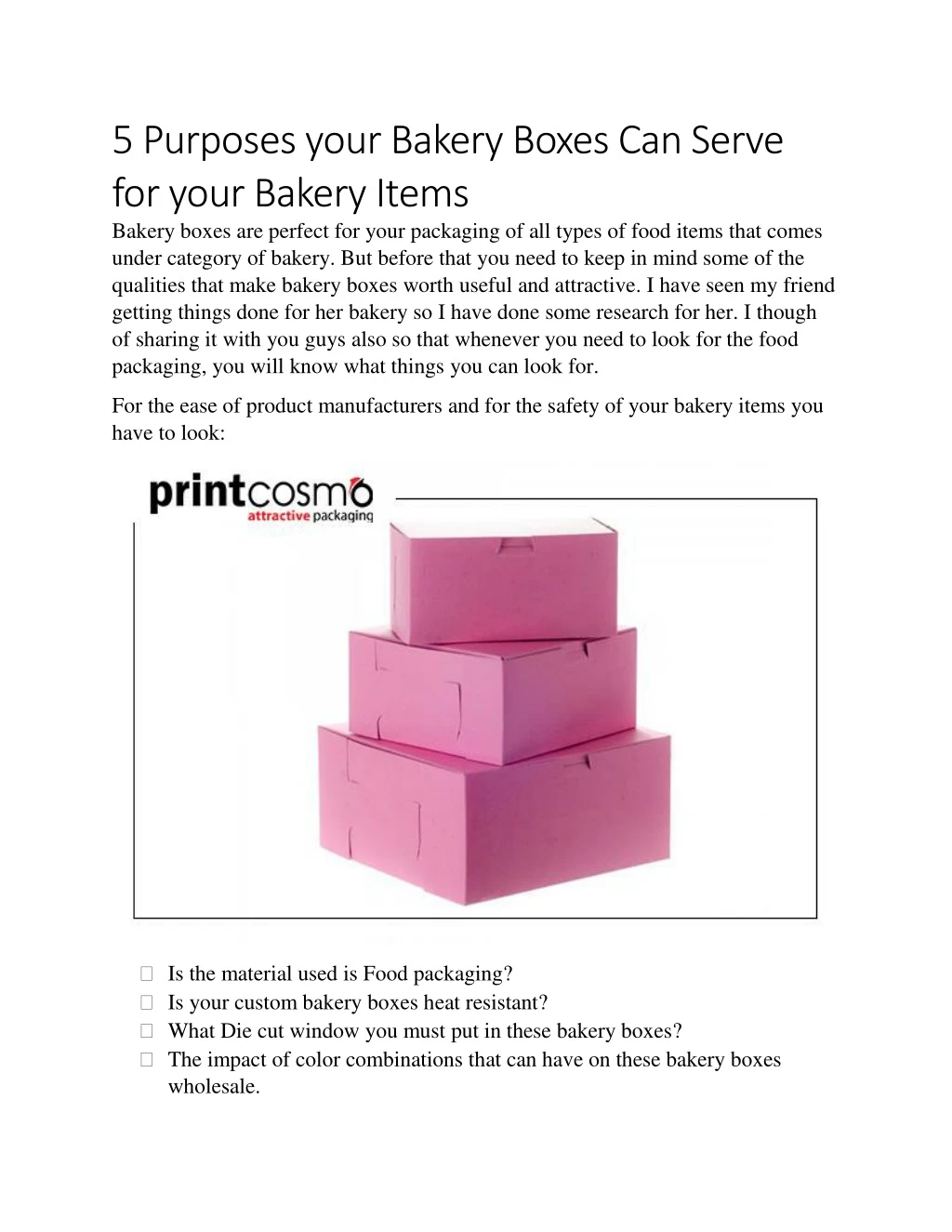 5 purposes your bakery boxes can serve for your
