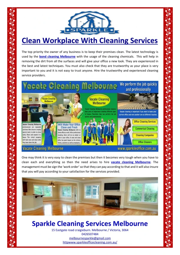 Clean Workplace With Cleaning Services