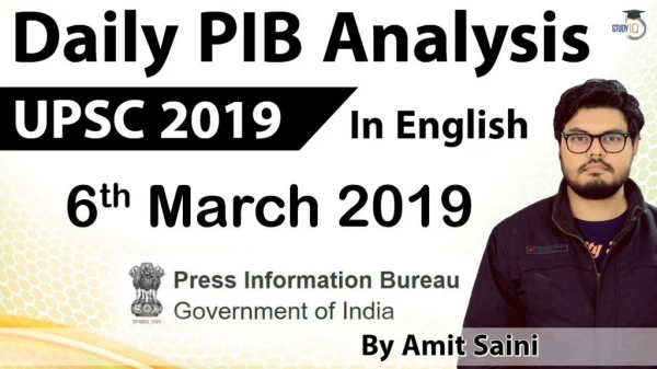 Daily PIB News Analysis Free PDF Download of 6 Mar 19