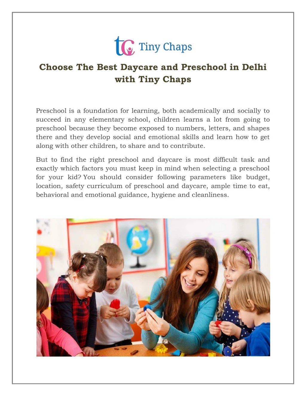 choose the best daycare and preschool in delhi