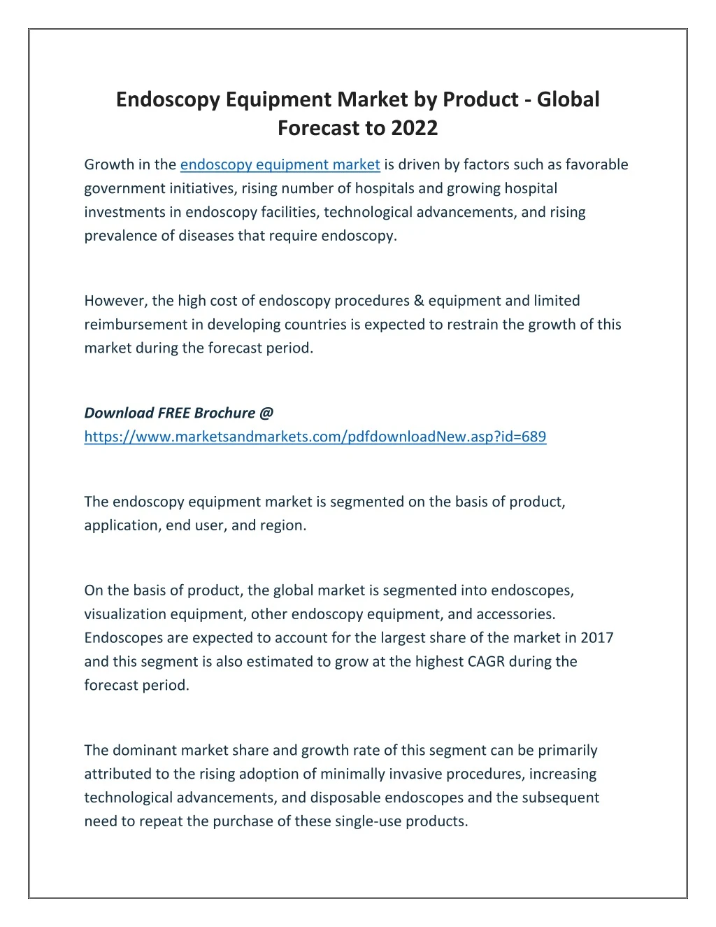 endoscopy equipment market by product global