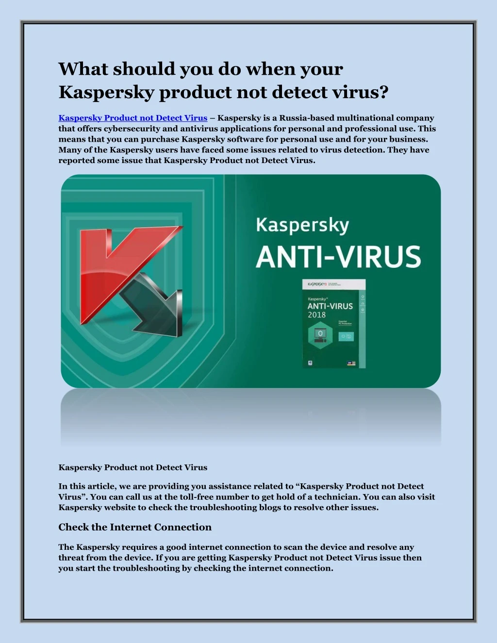 what should you do when your kaspersky product