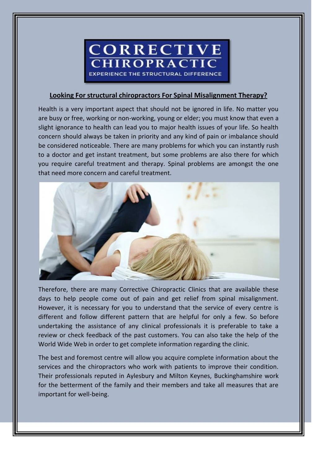 looking for structural chiropractors for spinal