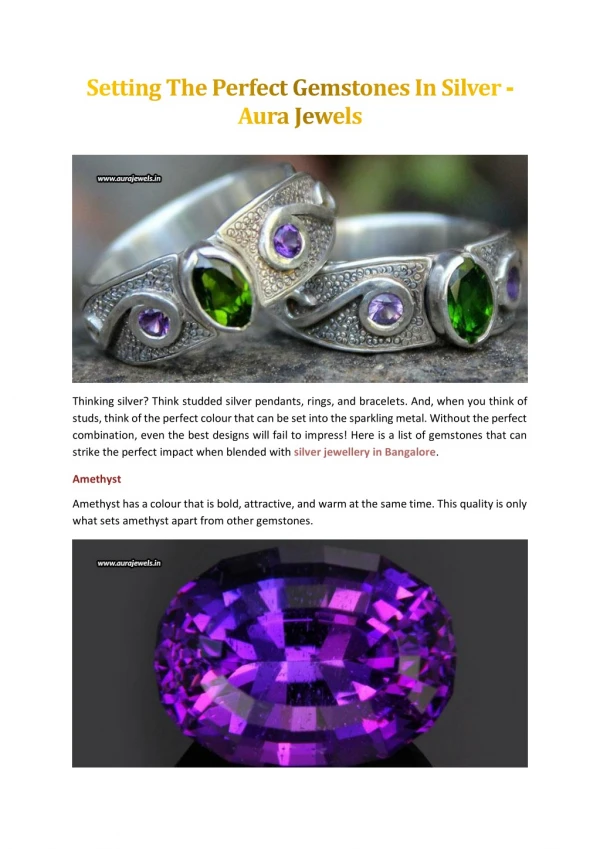 Setting The Perfect Gemstones In Silver - Aura Jewels