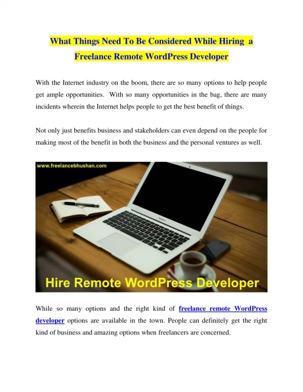What Things Need To Be Considered While Hiring a Freelance Remote WordPress Developer