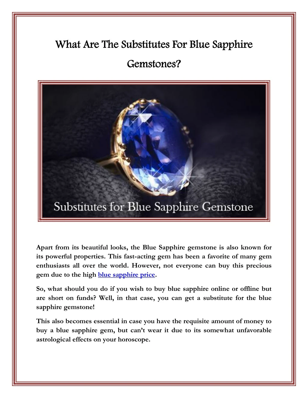 what are the substitutes for blue sapphire