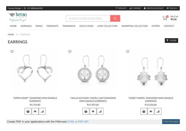 Buy Diamond Earrings Online at Best Price in India