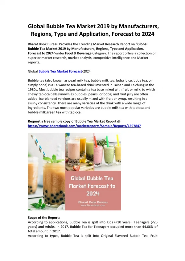 Worlwide Bubble Tea Market Forecast-2024