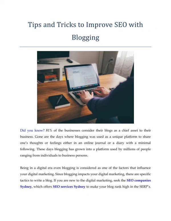 Tips and Tricks to Improve SEO with Blogging