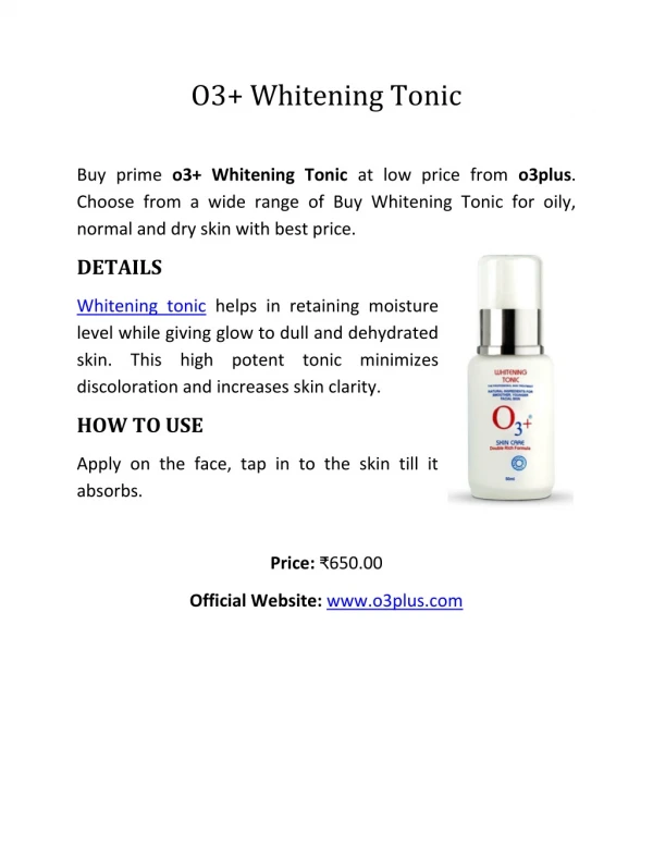 o3 Whitening Tonic