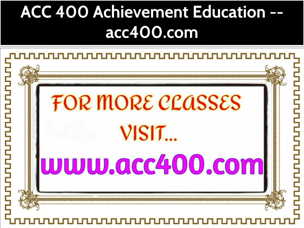 acc 400 achievement education acc400 com