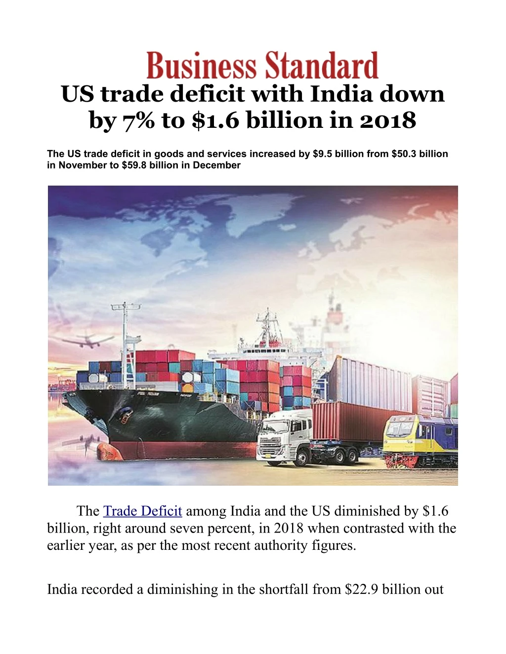 us trade deficit with india down