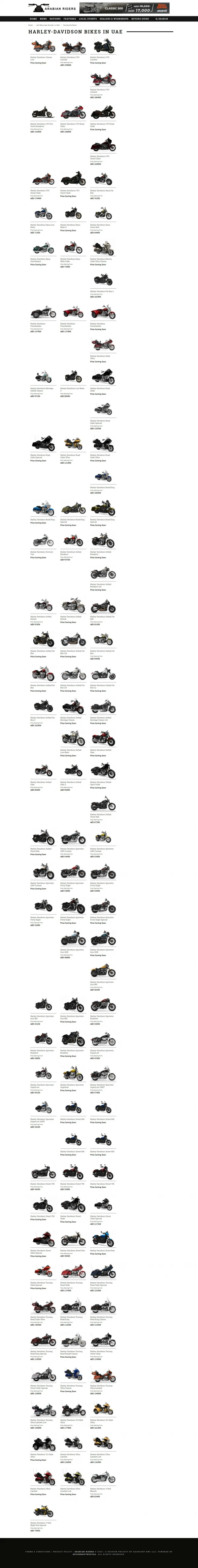 Latest and Upcoming Harley-Davidson Bike Prices in UAE - Arabian Riders