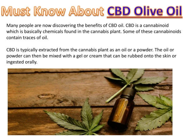 Must Know About CBD Olive Oil