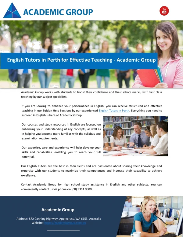 English Tutors in Perth for Effective Teaching - Academic Group