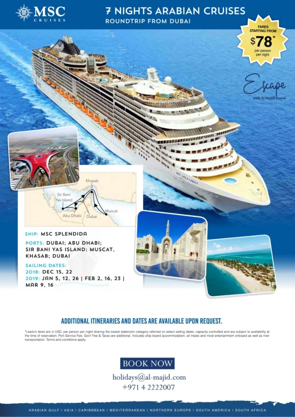 MSC arabian cruises | Cruise Holidays from Dubai