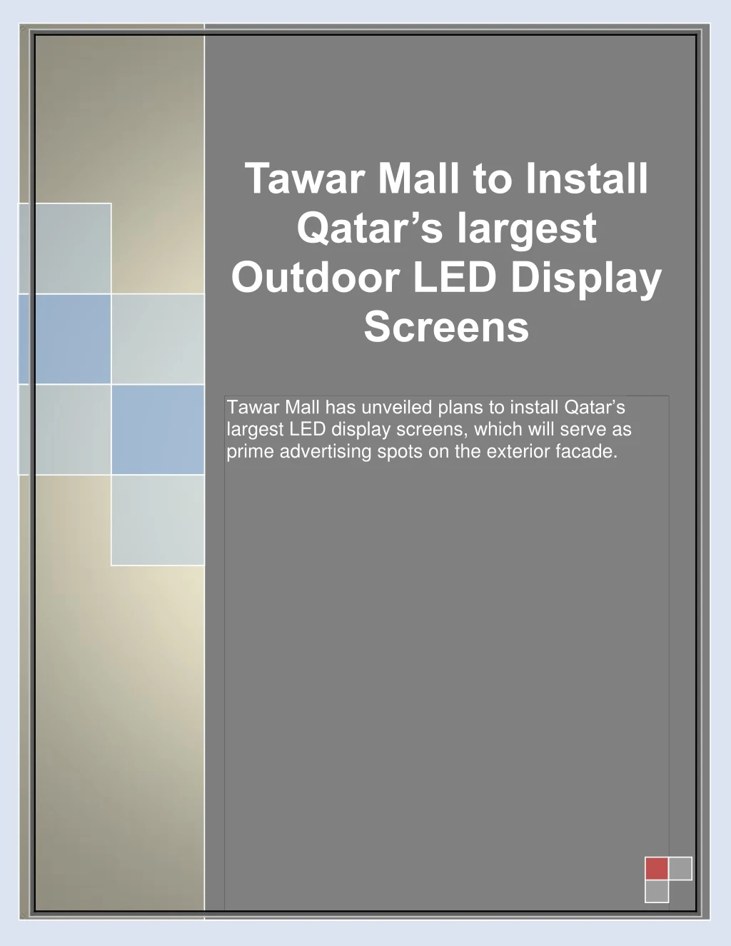 tawar mall to install qatar s largest outdoor